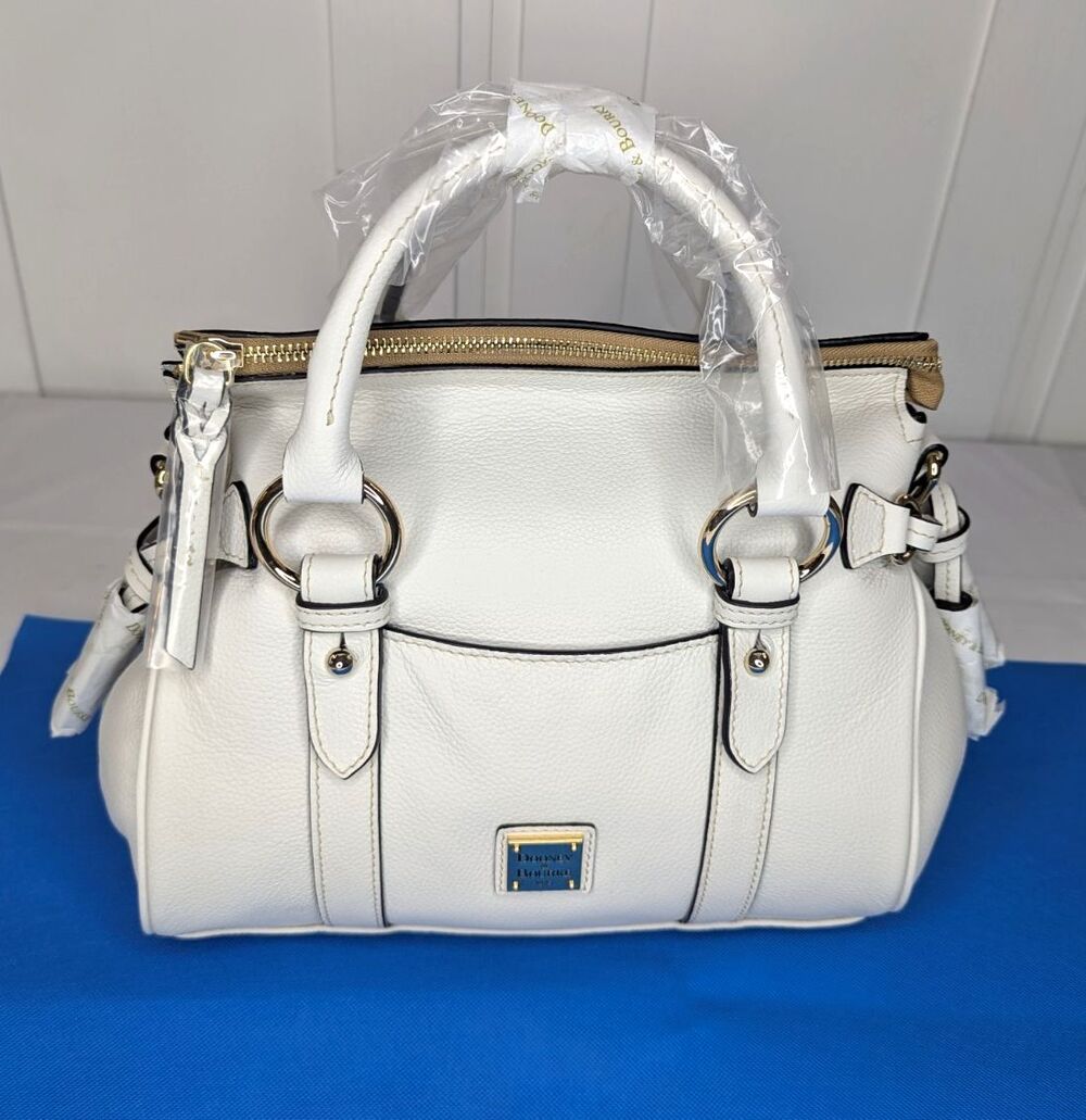 Dooney & Bourke Pebbled Leather Sorrento Satchel 30 with Pocket - Off White, NWT - Picture 2 of 12